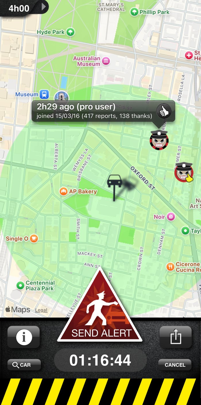 Parked car with countdown timer